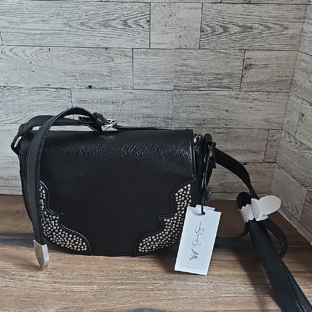 Jessica Simpson Faux Leather Crossbody Saddle Bag.